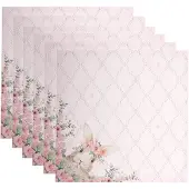 Clayre & Eef Servetten Katoen Set van 6 40x40 cm Roze Vierkant Konijn Roze