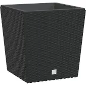 vidaXL Plantenbak met uitneembare bak rattan-look 21/32 L PP antraciet