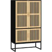 vidaXL Hoge kast 70x35x125 cm bewerkt hout zwart