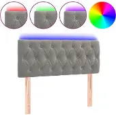 vidaXL Hoofdbord LED 90x7x78/88 cm fluweel lichtgrijs
