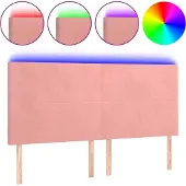 vidaXL Hoofdbord LED 200x5x118/128 cm fluweel roze