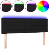vidaXL Hoofdbord LED 144x5x78/88 cm stof zwart