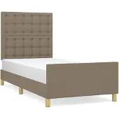 vidaXL Bedframe met hoofdeinde stof taupe 90x190 cm