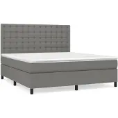 vidaXL Boxspring met matras stof donkergrijs 180x200 cm