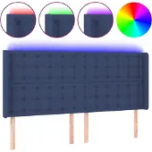 vidaXL Hoofdbord LED 163x16x118/128 cm stof blauw