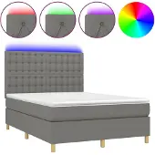 vidaXL Boxspringbed met matras en LED-verlichting, donkergrijs, 140x190 cm, gestoffeerd