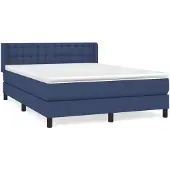 vidaXL Boxspringbed met matras, blauw, 140x190 cm, gestoffeerd