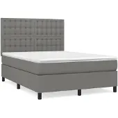 vidaXL Boxspring met matras stof donkergrijs 140x190 cm