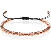 Memphis Macrame Armband Dames - 5mm Rose Goudkleurige Kralen