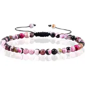 Memphis Fire Armband Natuursteen Kralen - Rose Red Fire