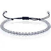 Memphis Macrame Armband Dames - 5mm Zilveren Kralen