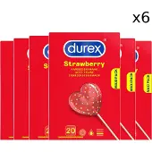 Durex - Condooms - Strawberry - 20st x 6 - Voordeelverpakking
