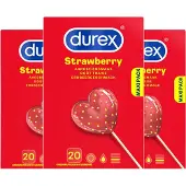 Durex Condooms Strawberry 20st - 3 Stuks - Voordeelverpakking