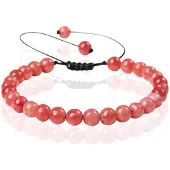 Memphis No.2 Natuursteen Armband Dames - 6mm Red Angle