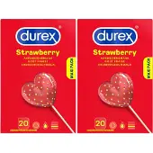 Durex Condooms Strawberry 20st - 2 Stuks - Voordeelverpakking