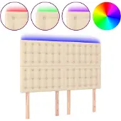 vidaXL Hoofdbord LED 144x5x118/128 cm stof crèmekleurig