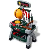 vidaXL Speelgoedwerkbank met gereedschap voor kinderen kinderkamer groen + grijs