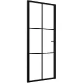 vidaXL Binnendeur 83x201,5 cm ESG-glas en aluminium zwart