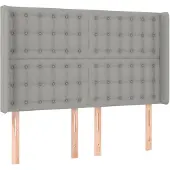 vidaXL Hoofdbord met randen 147x16x118/128 cm stof lichtgrijs