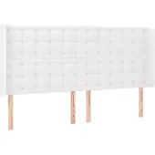 vidaXL Hoofdbord met randen 163x16x118/128 cm kunstleer wit