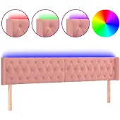 vidaXL Hoofdbord LED 203x16x78/88 cm fluweel roze