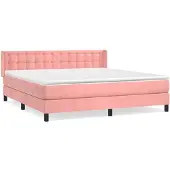 vidaXL Boxspring met matras fluweel roze 160x200 cm