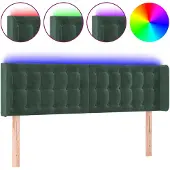 vidaXL Hoofdbord LED 147x16x78/88 cm fluweel donkergroen