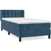 vidaXL Boxspring met matras fluweel donkerblauw 90x200 cm