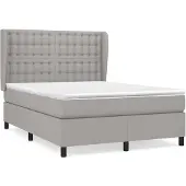 vidaXL Boxspring met matras stof lichtgrijs 140x200 cm