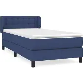 vidaXL Boxspring met matras stof blauw 90x190 cm