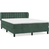 vidaXL Boxspring met matras fluweel donkergroen 140x190 cm