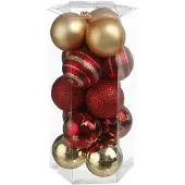 Atmosphera 15x stuks kerstballen mix goud/rood gedecoreerd kunststof 5 cm - Kerstbal