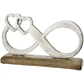 Gilde Symbool beeld oneindigheid XL - aluminium mangohout zilver-kleuren breedte 32 cm 19 hoog