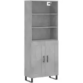 vidaXL Hoge kast 69,5x34x180 cm bewerkt hout betongrijs