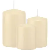 Trend Candles Stompkaarsen set van 6x stuks creme wit 8-10-12 cm - Stompkaarsen