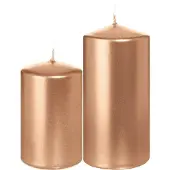 Trend Candles Stompkaarsen set van 2x stuks rose goud 8 en 12 cm - Stompkaarsen