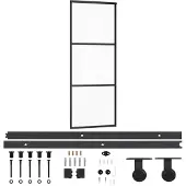 vidaXL Schuifdeur met beslag, veiligheidsglas (ESG) en aluminium, 76x205 cm
