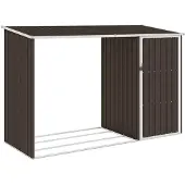 vidaXL Brandhoutschuur 245x98x159 cm gegalvaniseerd staal bruin
