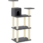 vidaXL Kattenkrabpaal met sisal krabpalen 118,5 cm donkergrijs