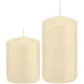 Trend Candles Stompkaarsen set van 2x stuks creme wit 8 en 12 cm - Stompkaarsen