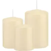 Trend Candles Stompkaarsen set van 3x stuks creme wit 8-10-12 cm - Stompkaarsen