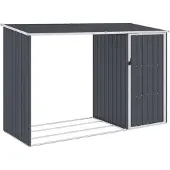 vidaXL - Brandhoutschuur - 245x98x159 - cm - gegalvaniseerd - staal - antraciet