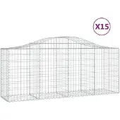 vidaXL Gabionen met boogvorm, 15 stuks, 200x50x80/100 cm, verzinkt staal