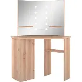 vidaXL Hoekkaptafel met LED 111x54x141,5 cm eikenkleurig