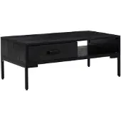 vidaXL Salontafel zwart, 90x50x35 cm, massief grenenhout