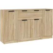 vidaXL Dressoirs 3 st bewerkt hout sonoma eiken