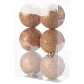 Cosy & Trendy 12x Kunststof kerstballen glitter koper 8 cm kerstboom versiering/decoratie - Kerstbal