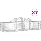 vidaXL Gabionen met boogvorm, 7 stuks, 200x50x40/60 cm, verzinkt staal