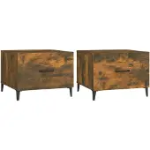 vidaXL Salontafels 2 st met metalen poten 50x50x40 cm gerookt eiken