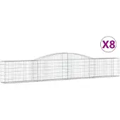 vidaXL Gabionen met boogvorm, 8 stuks, 400x30x60/80 cm, verzinkt staal